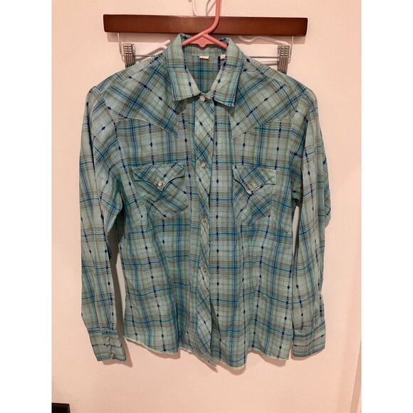 Vintage Western Wear Women's Snap Button Down Shirt, Blue Multi, Size 36 - Picture 1 of 6
